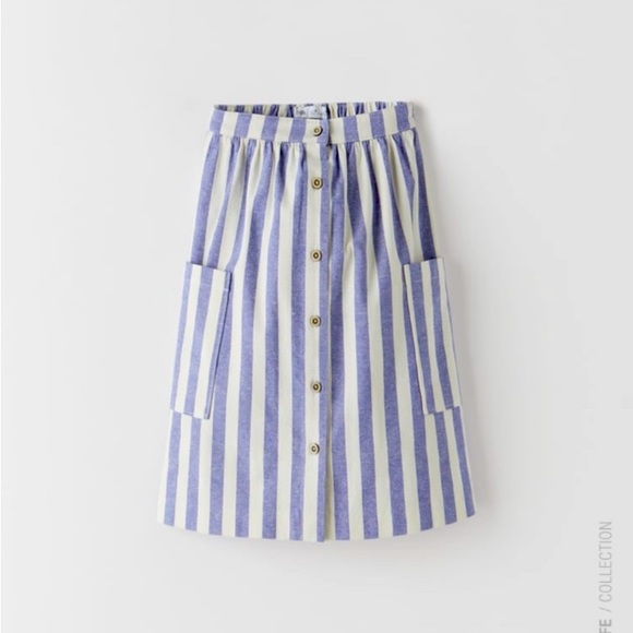 Zara Stripe MIDI Skirt Bluish Size 11-12 Kids - Picture 1 of 4